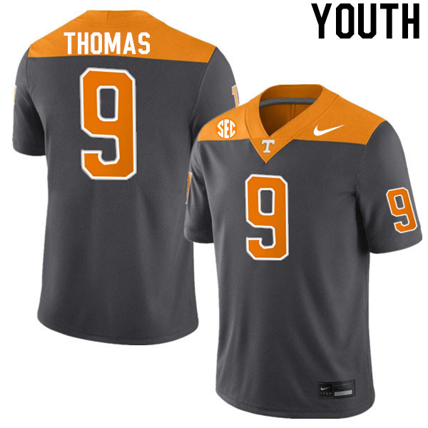 Youth #9 Jakobe Thomas Tennessee Volunteers College Football Jerseys Stitched-Anthracite